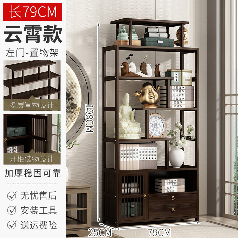 新中式博古架多宝阁 实木置物架客厅隔断展示柜古董摆件架New Chinese-style display cabinet, multi-shelf cabinet; solid wood shelving unit, living room room divider, display cabinet, antique ornament stand