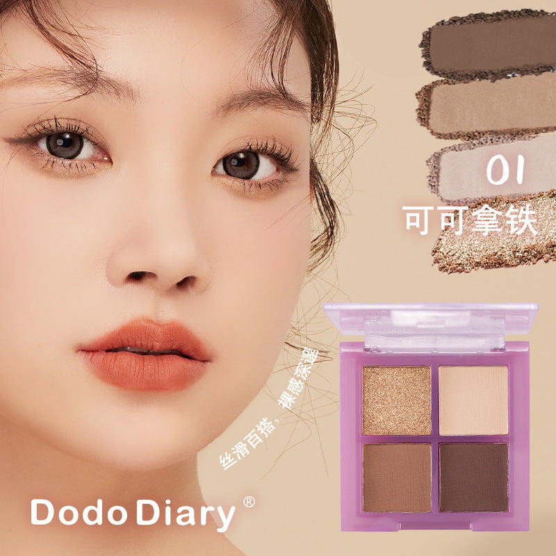 国货四色眼影珠光大地色学生直播眼影盘批发Domestic Four-Colour Eyeshadow Palette: Pearlescent Earth Tones – Wholesale for Student Live-Streaming Use