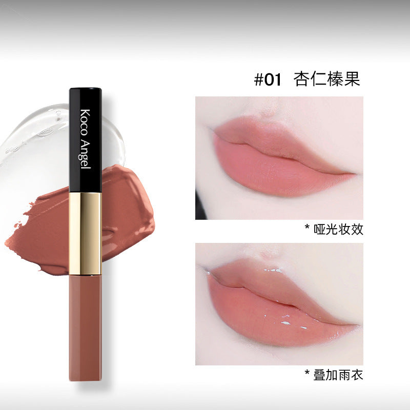 双头持色唇釉哑光雾面口红唇彩唇蜜不易沾杯彩妆正品Dual-ended long-lasting lip gloss, matte lipstick, lip tint, lip gloss – does not transfer onto cups – genuine make-up product