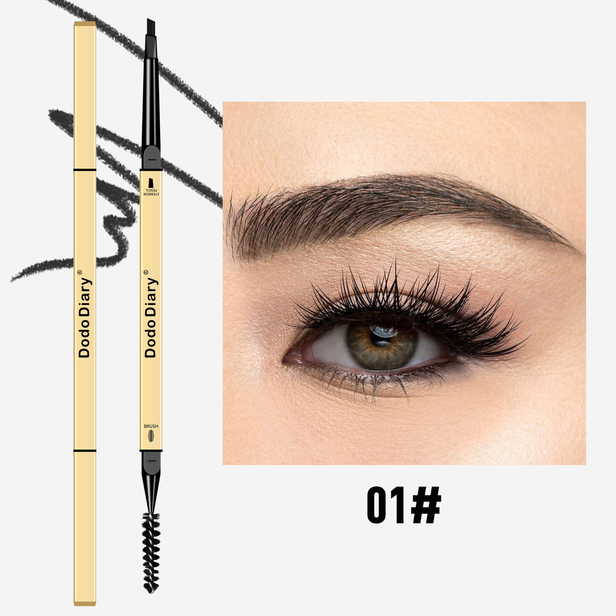 跨境小金条小金筷眉笔三角极细双头防水防汗持久不晕染Cross-Border Little Gold Bar Little Gold Chopsticks Eyebrow Pencil – Triangular, Ultra-Fine, Double-Ended, Waterproof, Sweat-Proof, Long-Lasting, Smudge-Proof