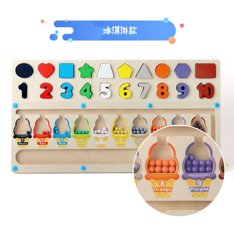 幼儿童早教颜色认知几何图形分配三合一数字磁吸走珠分类益智玩具Early Learning Colour Recognition, Geometric Shapes and Sorting: 3-in-1 Magnetic Bead Sorting Puzzle Toy for Young Children