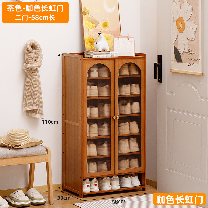 家用门口鞋柜小户型出租屋鞋架子带门多层一体落地简易收纳柜Home shoe cupboard for the hallway – shoe rack for small rented flats with doors, multi-tiered, all-in-one floor-standing storage unit