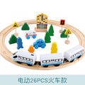 磁性电动小火车头木质轨道火车轨道交通玩具儿童益智趣味Magnetic Electric Toy Locomotive with Wooden Tracks – Railway Toy for Children: Educational and Fun