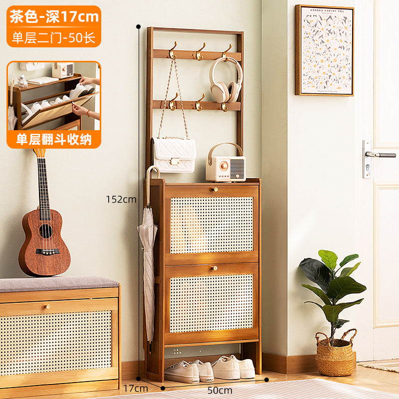 小户型超薄鞋柜家用一体收纳鞋架多层入门防尘走廊门口鞋架子Compact, ultra-slim shoe cabinet – all-in-one home storage unit with multiple tiers, dust-proof, for hallways and entranceways