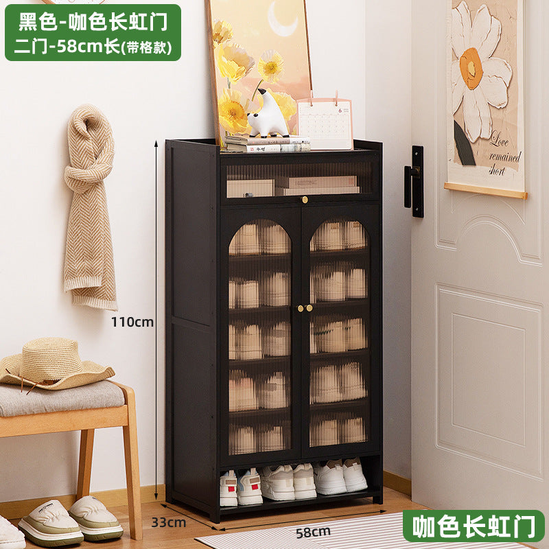 家用门口鞋柜小户型出租屋鞋架子带门多层一体落地简易收纳柜Home shoe cupboard for the hallway – shoe rack for small rented flats with doors, multi-tiered, all-in-one floor-standing storage unit