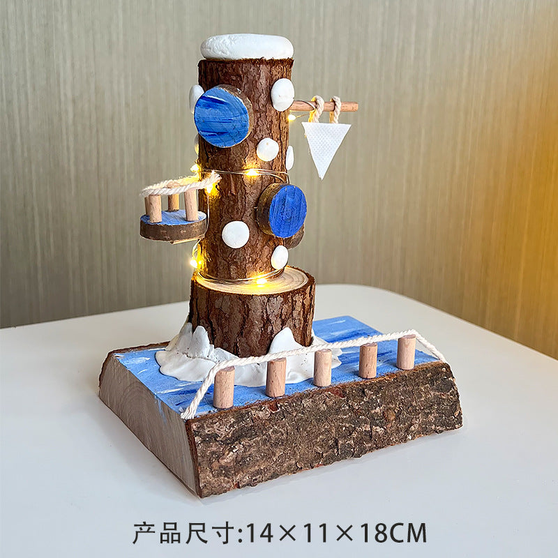 新款木制趣味树屋DIY儿童创意手工盒益智拼搭积木玩具 提升想象力New Wooden Fun Treehouse DIY Children’s Creative Craft Kit – Educational Building Blocks to Boost Imagination