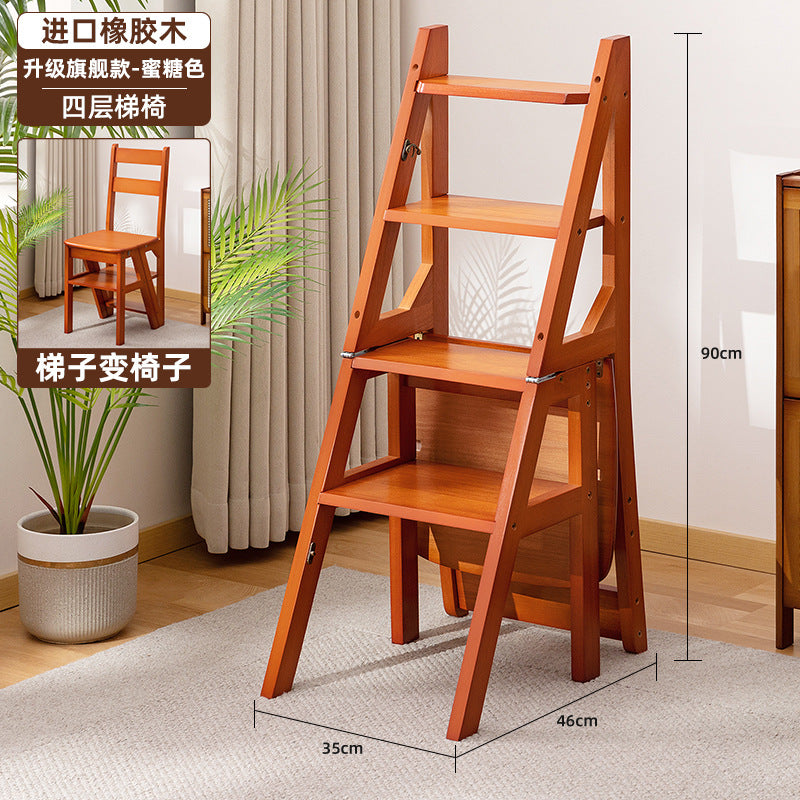 实木梯子家庭家用梯折叠梯室内梯凳椅子多功能两用梯楼梯步梯Solid Wood Ladder, Household Ladder, Folding Ladder, Indoor Ladder, Step Stool, Chair, Multifunctional Two-in-One Ladder, Stair Ladder