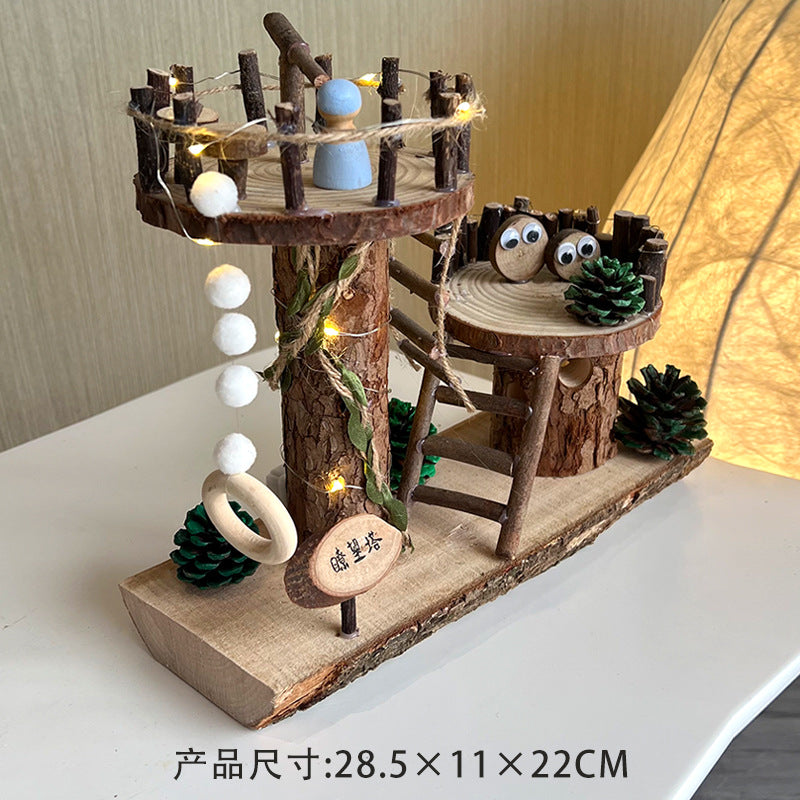 新款木制趣味树屋DIY儿童创意手工盒益智拼搭积木玩具 提升想象力New Wooden Fun Treehouse DIY Children’s Creative Craft Kit – Educational Building Blocks to Boost Imagination