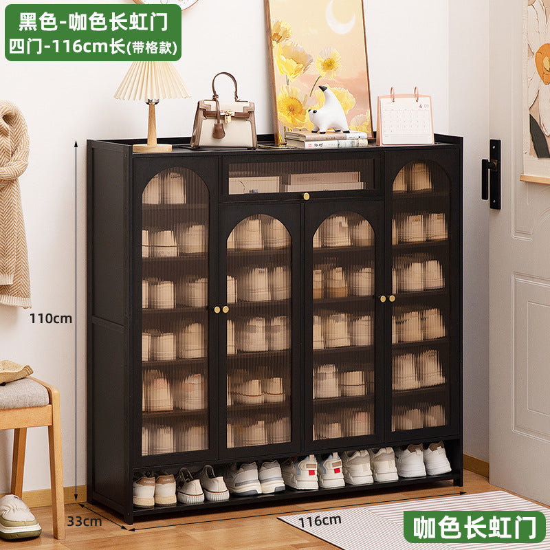 家用门口鞋柜小户型出租屋鞋架子带门多层一体落地简易收纳柜Home shoe cupboard for the hallway – shoe rack for small rented flats with doors, multi-tiered, all-in-one floor-standing storage unit