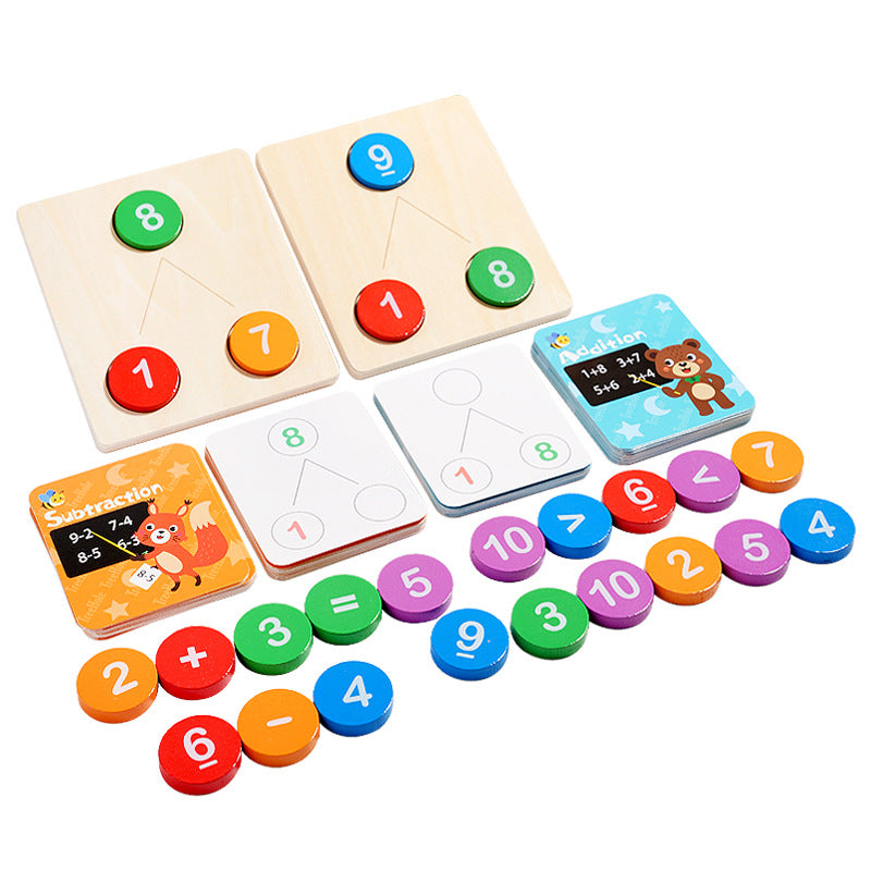 木制儿童数学启蒙幼儿园数学加减法教具益智启蒙分解算数玩具Wooden Early Learning Maths Toys for Children: Kindergarten Maths Addition and Subtraction Teaching Aids – Educational and Developmental Arithmetic Toys