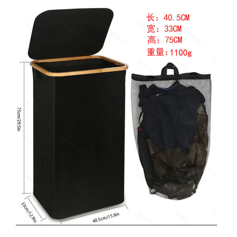 跨境可折叠衣物脏衣篮带内袋浴室脏衣篓卧室脏衣物大容量收纳篮Cross-border foldable laundry basket with inner bag – bathroom laundry basket, bedroom laundry basket, large-capacity storage basket