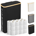 厕纸储存篮带盖50L纸卷收纳箱可透视整理器大容量收纳竹制Toilet roll storage basket with lid, 50L roll organiser, see-through, large-capacity, bamboo