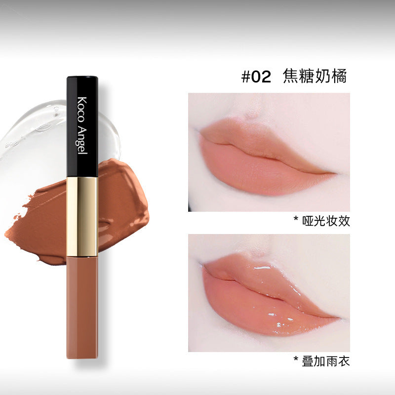 双头持色唇釉哑光雾面口红唇彩唇蜜不易沾杯彩妆正品Dual-ended long-lasting lip gloss, matte lipstick, lip tint, lip gloss – does not transfer onto cups – genuine make-up product