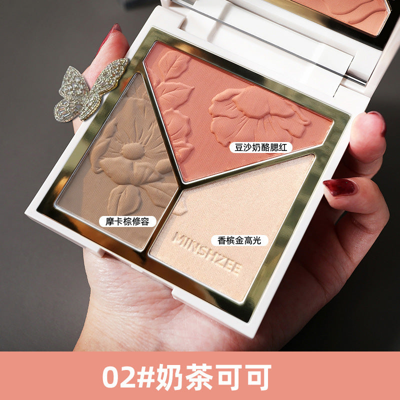 高光提亮修容盘闪粉哑光阴影腮红高光遮瑕修容一体盘盤跨境Highlighter and Contour Palette: Shimmer, Matte, Blush, Highlighter, Concealer and Contour All-in-One Palette – Cross-border