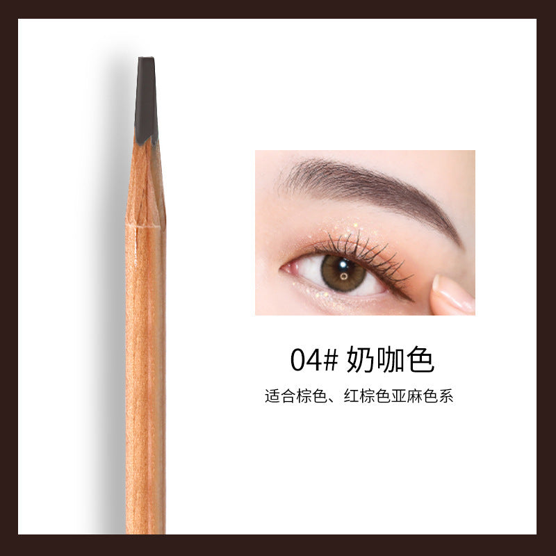化妆师专用木质硬芯扁头砍刀眉笔防水防汗不易晕染Wooden, hard-core, flat-tip chisel eyebrow pencil for professional make-up artists – waterproof, sweat-resistant and smudge-proof