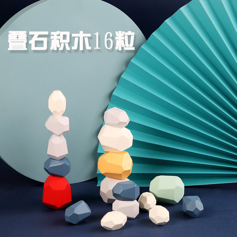 源头厂家直销儿童益智彩色积木叠石叠叠乐玩具亚马逊跨境木制石头Direct from the manufacturer: Children’s educational coloured building blocks – ‘Stack the Stones’ stacking game – Amazon cross-border wooden stones