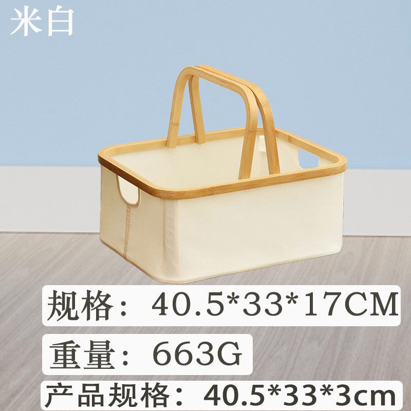 可折叠竹圈手提篮防水收纳篮牛津布收纳筐家用脏衣篮野餐收纳便携Foldable Bamboo-Rimmed Handbag, Waterproof Storage Basket, Oxford Fabric Storage Basket, Household Laundry Basket, Picnic Storage, Portable