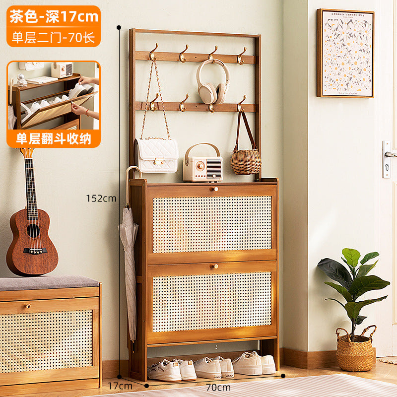 小户型超薄鞋柜家用一体收纳鞋架多层入门防尘走廊门口鞋架子Compact, ultra-slim shoe cabinet – all-in-one home storage unit with multiple tiers, dust-proof, for hallways and entranceways