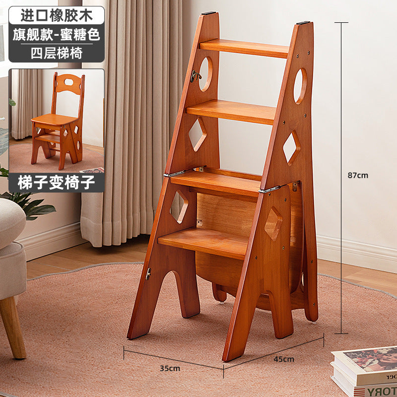 实木梯子家庭家用梯折叠梯室内梯凳椅子多功能两用梯楼梯步梯Solid Wood Ladder, Household Ladder, Folding Ladder, Indoor Ladder, Step Stool, Chair, Multifunctional Two-in-One Ladder, Stair Ladder