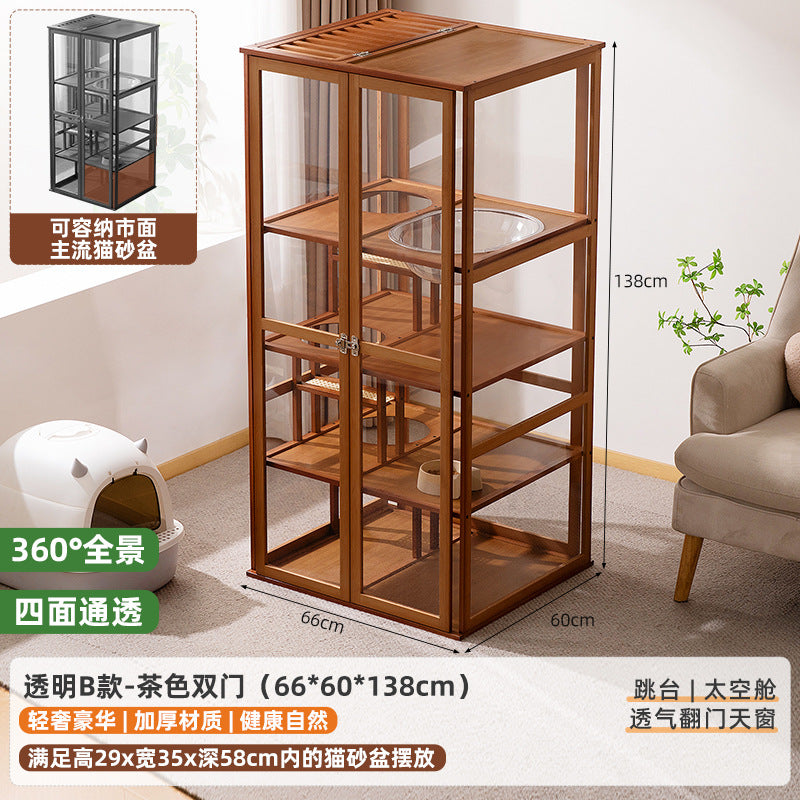 猫别墅猫屋家用室内猫柜猫舍猫笼子超大自由空间猫咪爬架一体Cat Villa Cat House – Home Indoor Cat Cabinet, Cat Shelter, Cat Cage with Extra-Large Open Space and Integrated Cat Climbing Frame