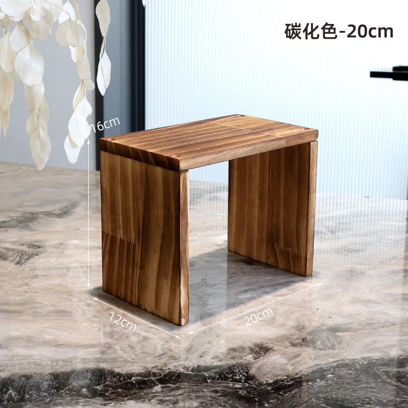 12CM宽度复古碳化木质展示架花架收纳架多肉绿植盆栽茶杯茶具文玩12 cm wide vintage carbonised wood display stand, flower stand and storage rack for succulents, houseplants, potted plants, teacups, teaware and collectables