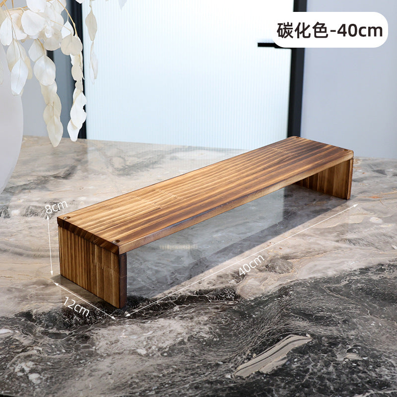 12CM宽度复古碳化木质展示架花架收纳架多肉绿植盆栽茶杯茶具文玩12 cm wide vintage carbonised wood display stand, flower stand and storage rack for succulents, houseplants, potted plants, teacups, teaware and collectables