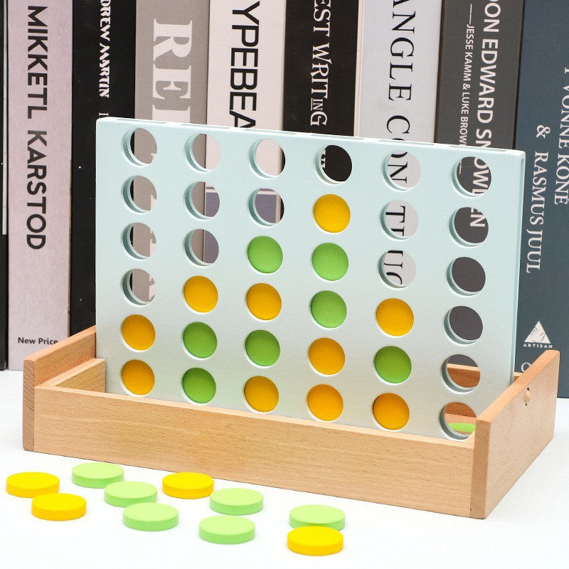碳化木制趣味立体四连棋四子桌面游戏棋儿童益智早教玩具木制盒装Fun 3D Four-in-a-Row Board Game Made of Carbonised Wood – A Children’s Educational Early Learning Toy in a Wooden Box
