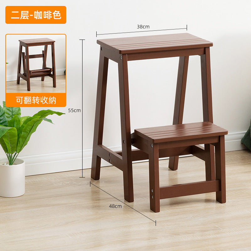 实木梯子家庭家用梯折叠梯室内梯凳可当椅子多功能两用梯楼梯步梯Solid wood ladder, household ladder, folding ladder, indoor ladder, step stool that doubles as a chair, multifunctional dual-purpose ladder, staircase step ladder