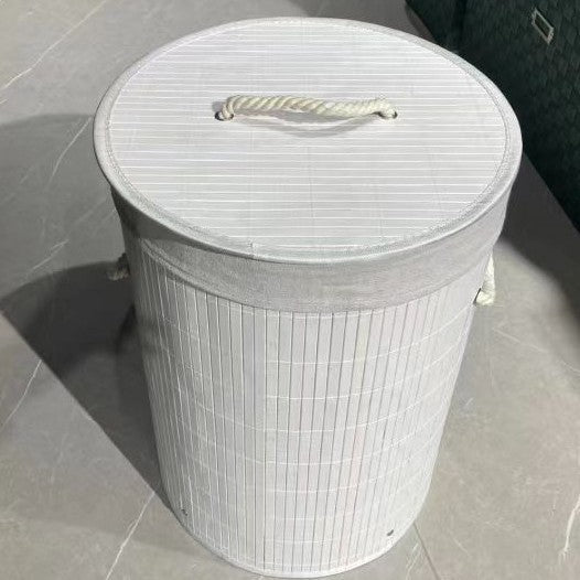 竹编可折叠脏衣篮火锅店衣物收纳筐家用玩具衣服大容量收纳整理桶Bamboo-woven foldable laundry basket; clothing storage basket for hotpot restaurants; large-capacity storage and organisation bin for household toys and clothes