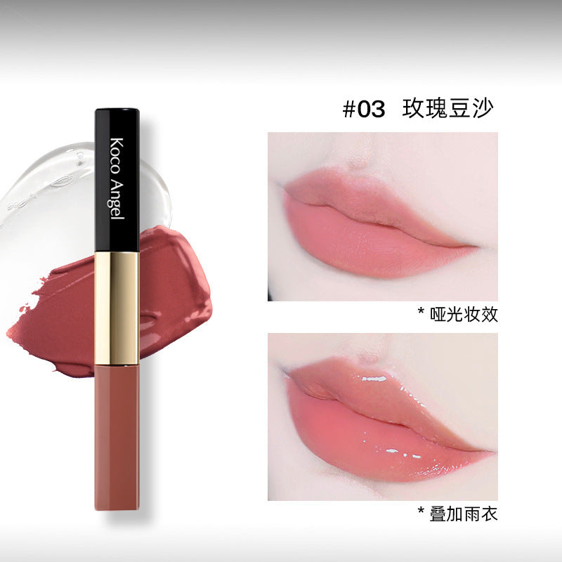 双头持色唇釉哑光雾面口红唇彩唇蜜不易沾杯彩妆正品Dual-ended long-lasting lip gloss, matte lipstick, lip tint, lip gloss – does not transfer onto cups – genuine make-up product