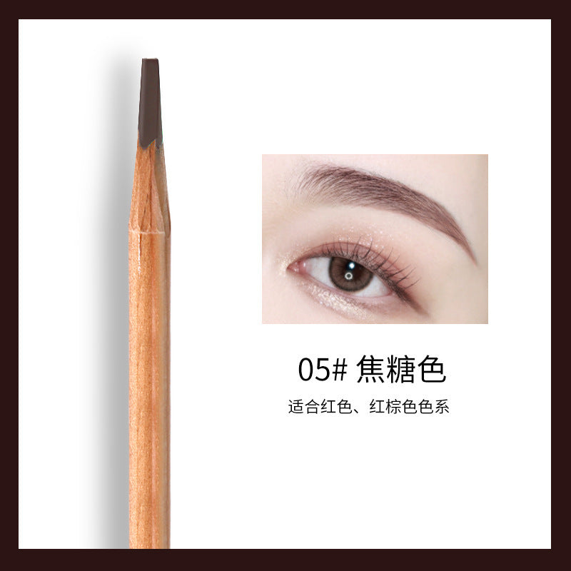 化妆师专用木质硬芯扁头砍刀眉笔防水防汗不易晕染Wooden, hard-core, flat-tip chisel eyebrow pencil for professional make-up artists – waterproof, sweat-resistant and smudge-proof