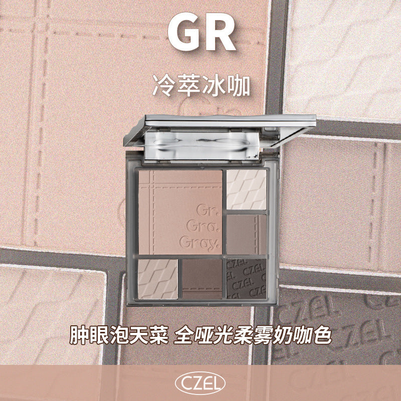 新品多功能眼影盘腮红高光修容大地色一体盘蓝色不易飞粉New Multi-Functional Eyeshadow Palette: Blush, Highlighter and Contour in Earth Tones – All-in-One Palette in Blue, with Minimal Fallout