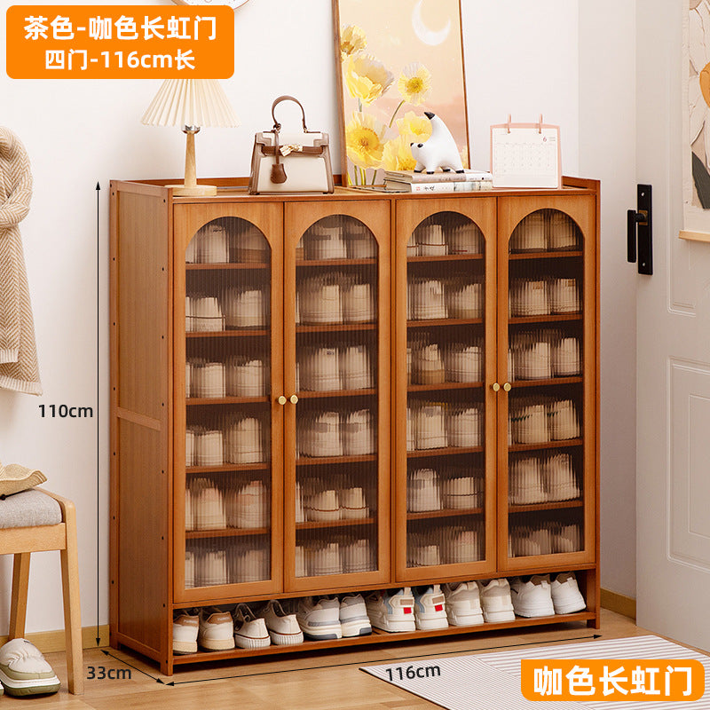 家用门口鞋柜小户型出租屋鞋架子带门多层一体落地简易收纳柜Home shoe cupboard for the hallway – shoe rack for small rented flats with doors, multi-tiered, all-in-one floor-standing storage unit