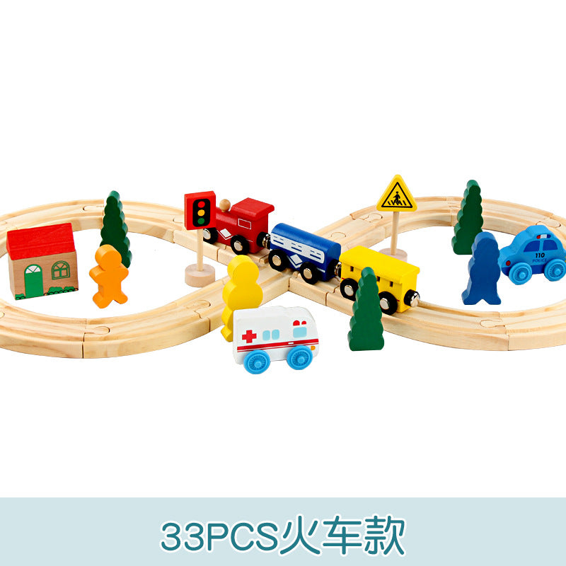 磁性电动小火车头木质轨道火车轨道交通玩具儿童益智趣味Magnetic Electric Toy Locomotive with Wooden Tracks – Railway Toy for Children: Educational and Fun