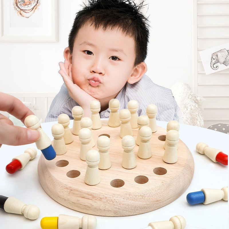木质多功能记忆棋批发锻炼儿童颜色记忆力认知桌游棋益智玩具批发Wholesale of wooden multi-functional memory games to help children develop colour memory and cognitive skills – board games and educational toys