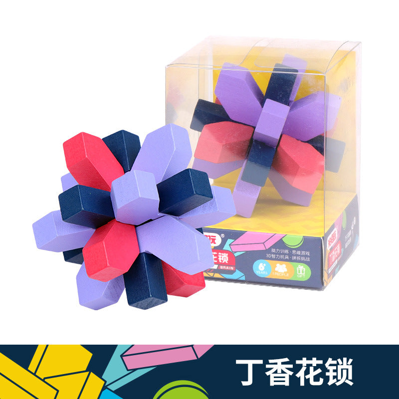 榫卯结构脑力大通关孔明锁鲁班锁礼盒6岁以上儿童休闲解锁玩具Mortise and Tenon Puzzle Challenge: Kongming Lock and Lu Ban Lock Gift Set – Leisure Puzzle Toy for Children Aged 6 and Over