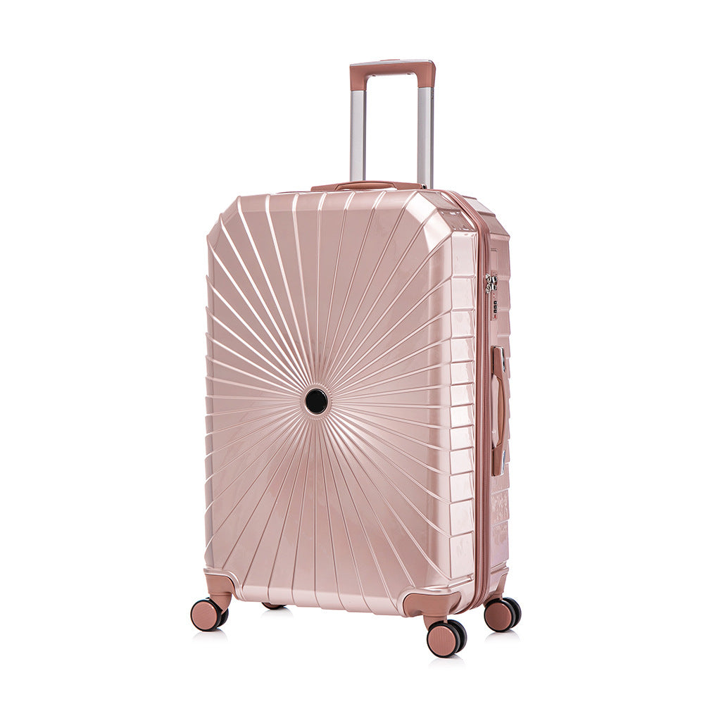 工厂定制LOGO行李密码箱ABS外贸PC拉杆静音万向轮登机旅行箱批发Factory-made customised logo luggage: ABS and PC material, telescopic handle, silent swivel wheels, cabin-sized travel suitcases – wholesale