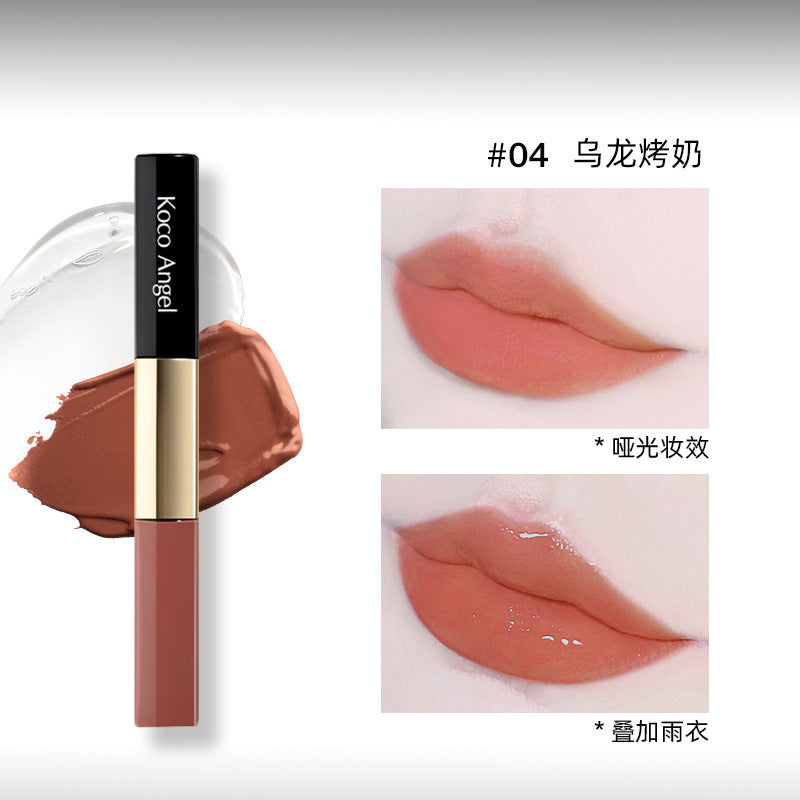 双头持色唇釉哑光雾面口红唇彩唇蜜不易沾杯彩妆正品Dual-ended long-lasting lip gloss, matte lipstick, lip tint, lip gloss – does not transfer onto cups – genuine make-up product