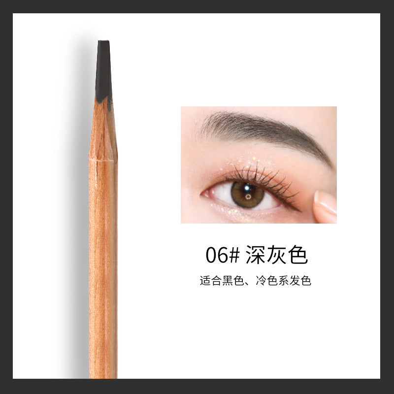 化妆师专用木质硬芯扁头砍刀眉笔防水防汗不易晕染Wooden, hard-core, flat-tip chisel eyebrow pencil for professional make-up artists – waterproof, sweat-resistant and smudge-proof