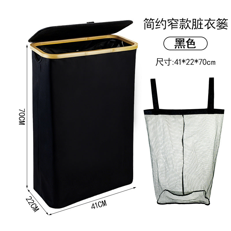 跨境亚马逊家用可折叠脏衣篓带盖收纳筐竹布艺配内袋浴室卧室爆款Cross-border Amazon Foldable Laundry Basket with Lid – Bamboo and Fabric Design with Inner Pocket – Best-seller for Bathrooms and Bedrooms