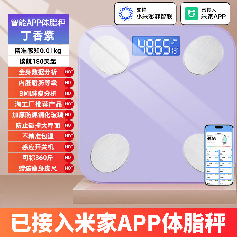 体重秤智能体脂秤家用精准电子人体称重充电款定制已接入米家APPSmart Body Fat Scale – Accurate Electronic Personal Scale for Home Use, Rechargeable, Customisable, Integrated with the Mi Home App