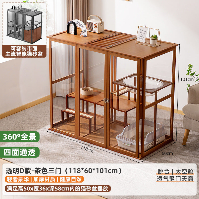 猫别墅猫屋家用室内猫柜猫舍猫笼子超大自由空间猫咪爬架一体Cat Villa Cat House – Home Indoor Cat Cabinet, Cat Shelter, Cat Cage with Extra-Large Open Space and Integrated Cat Climbing Frame