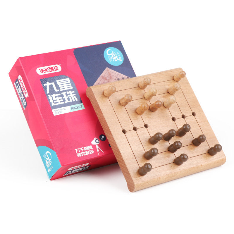 木制棋盘口袋棋系列飞行棋、对角跳棋、九子棋、单身贵族小棋盘Wooden Board Game Pocket Set: Air Chess, Diagonal Checkers, Nine Men’s Morris, and ‘Single Noble’ Mini Board Game