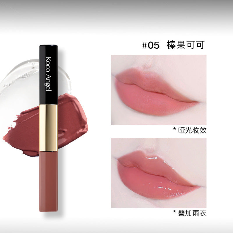 双头持色唇釉哑光雾面口红唇彩唇蜜不易沾杯彩妆正品Dual-ended long-lasting lip gloss, matte lipstick, lip tint, lip gloss – does not transfer onto cups – genuine make-up product