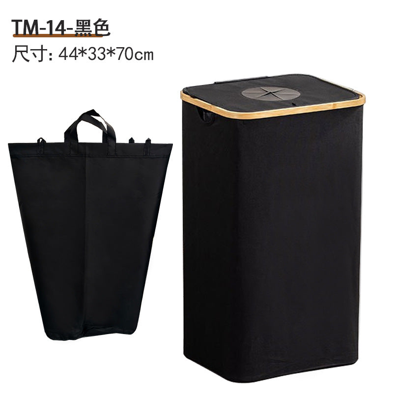 源头工厂带盖可折叠回收瓶箱竹制牛津布回收瓶筐家用带内袋集瓶箱Factory-direct, lidded, foldable bottle recycling bin; bamboo and Oxford cloth bottle recycling basket; household bottle collection bin with inner bag