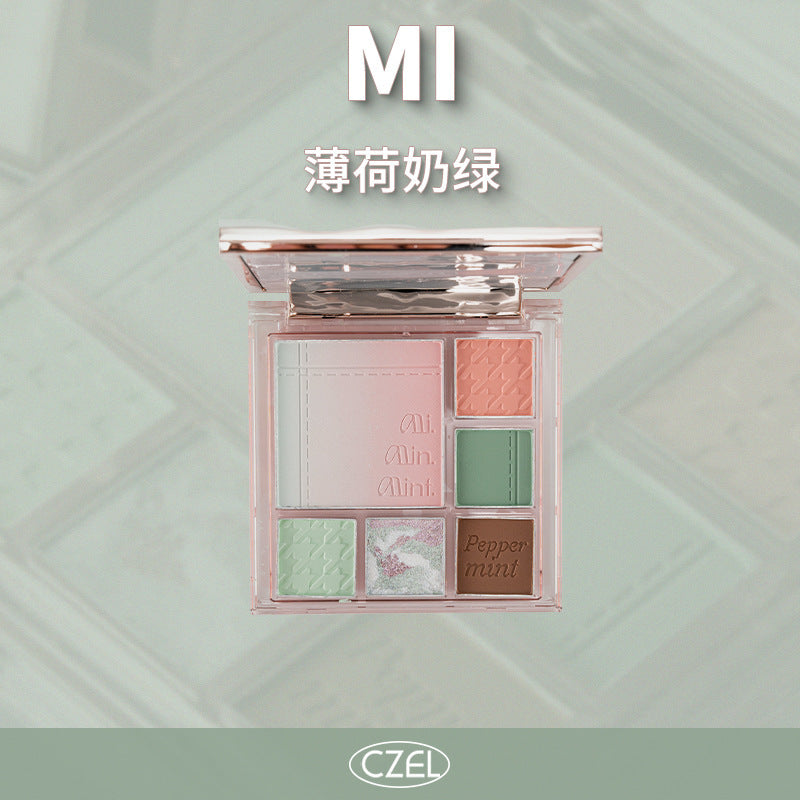 新品多功能眼影盘腮红高光修容大地色一体盘蓝色不易飞粉New Multi-Functional Eyeshadow Palette: Blush, Highlighter and Contour in Earth Tones – All-in-One Palette in Blue, with Minimal Fallout