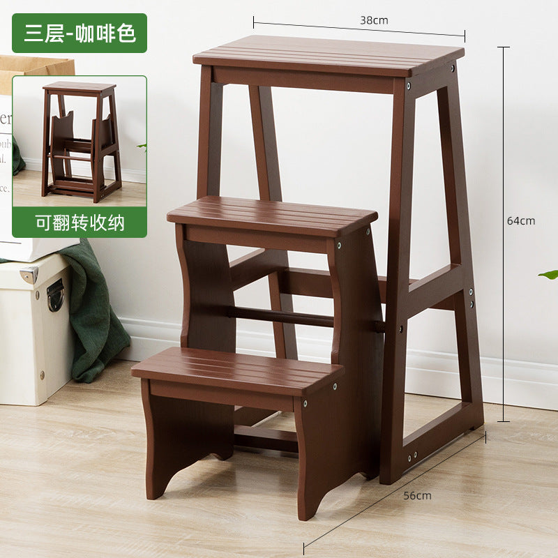 实木梯子家庭家用梯折叠梯室内梯凳可当椅子多功能两用梯楼梯步梯Solid wood ladder, household ladder, folding ladder, indoor ladder, step stool that doubles as a chair, multifunctional dual-purpose ladder, staircase step ladder