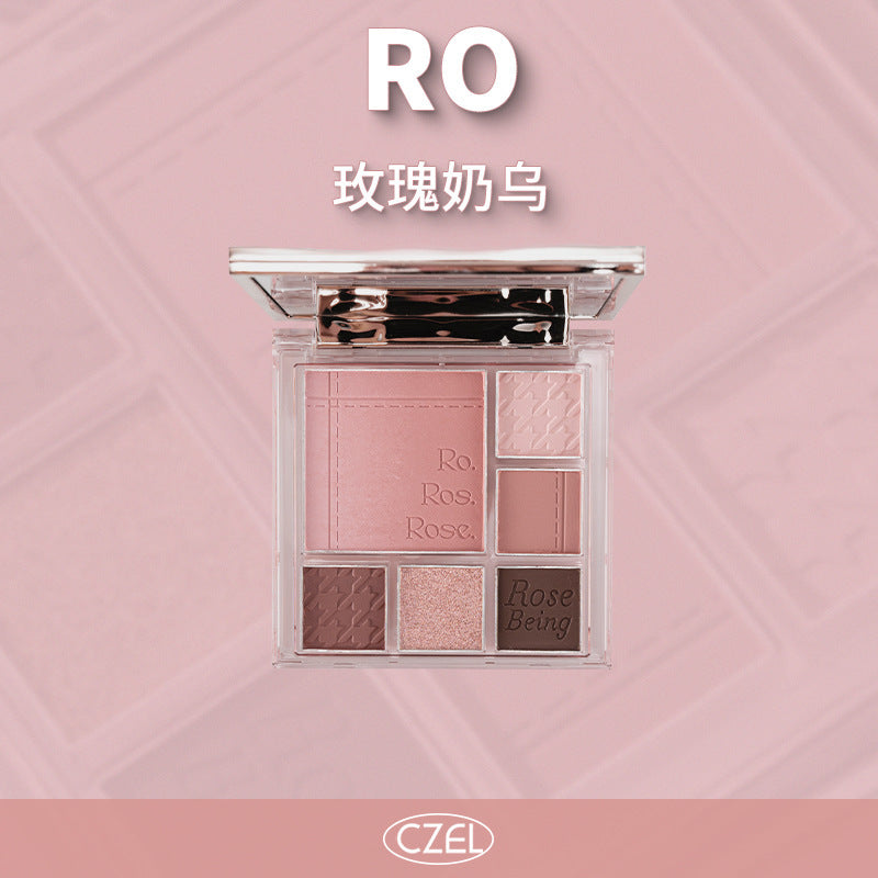 新品多功能眼影盘腮红高光修容大地色一体盘蓝色不易飞粉New Multi-Functional Eyeshadow Palette: Blush, Highlighter and Contour in Earth Tones – All-in-One Palette in Blue, with Minimal Fallout