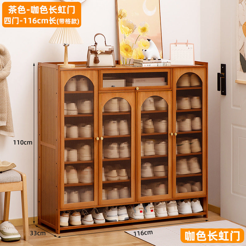 家用门口鞋柜小户型出租屋鞋架子带门多层一体落地简易收纳柜Home shoe cupboard for the hallway – shoe rack for small rented flats with doors, multi-tiered, all-in-one floor-standing storage unit
