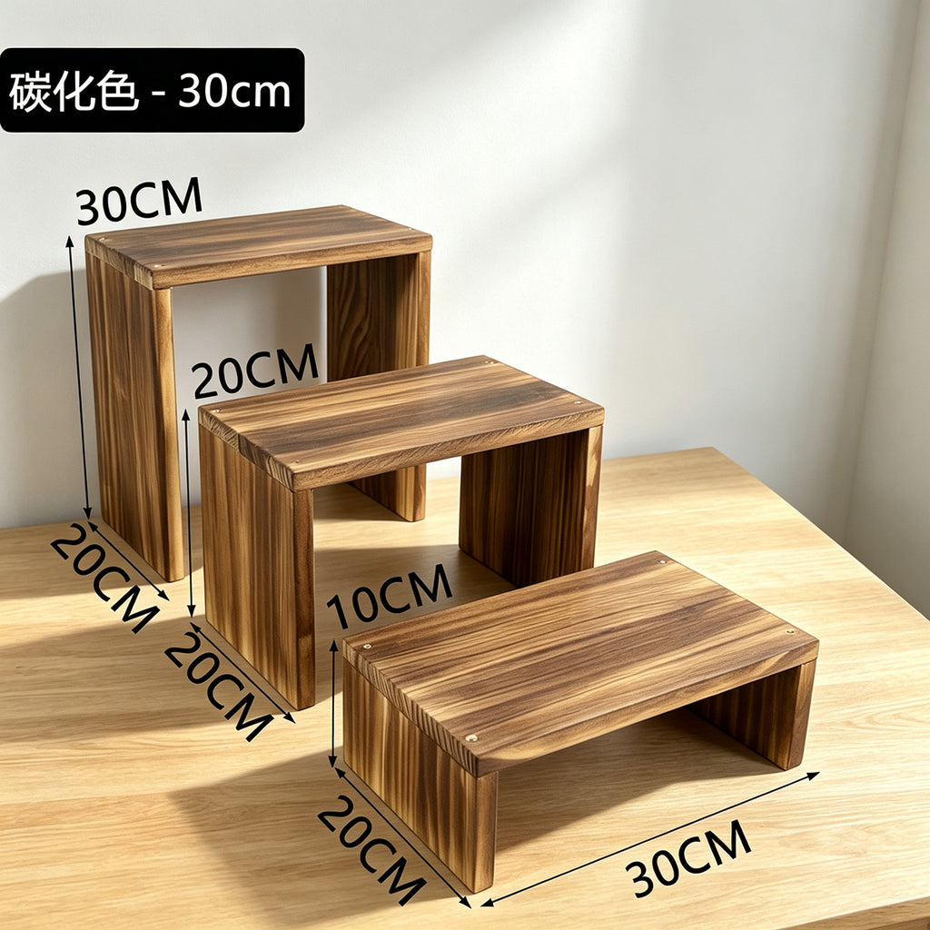 20cm宽展示架实木阶梯置物架可移动花架绿植盆栽名酒大号收纳架子20cm-wide display stand, solid wood tiered shelving unit, portable plant stand, large storage rack for houseplants, potted plants and fine wines